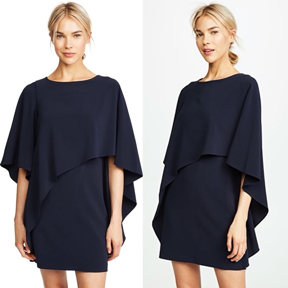 Halston Heritage Dresses & Skirts - NWT Halston Heritage Flowy Asymmetric Draped Crepe Dress Navy Blue Size 4